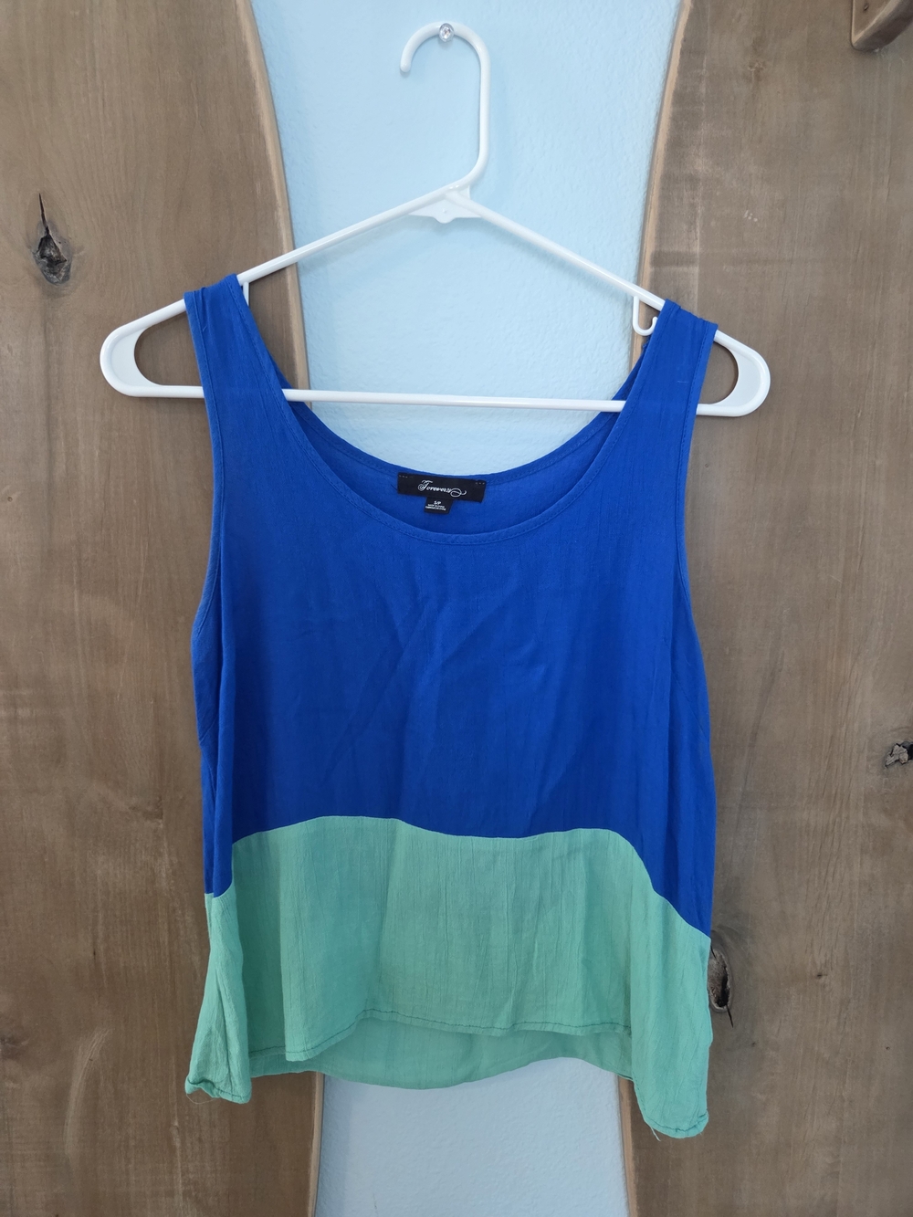 Forever 21 Blue and Mint Colorblock Sleeveless Tank Top
